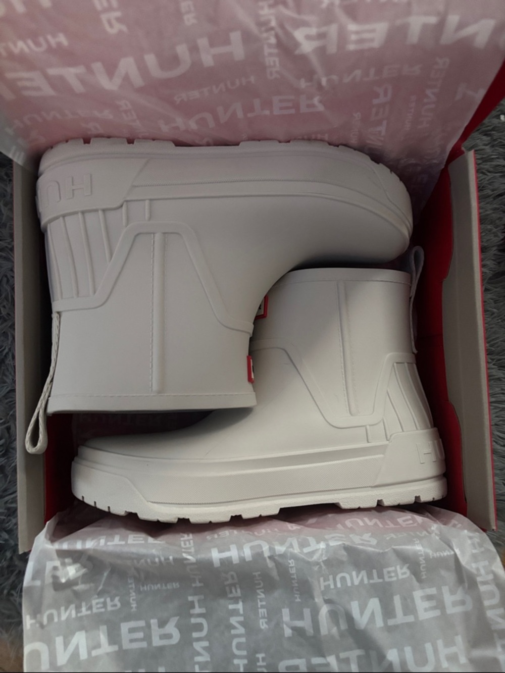 Hunter White Matte Short Rain Boots